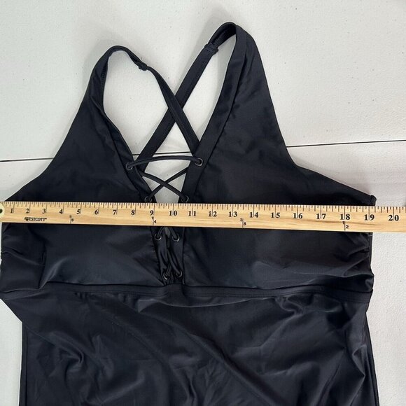 Torrid Wireless Grommet Lace Up One Piece Swimsuit Size 4X Black - Picture 9 of 13